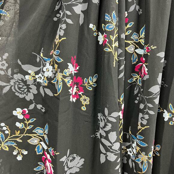 Torrid Womens Black Floral Chiffon Flare Maxi Skirt Size 0 / L - Picture 8 of 10